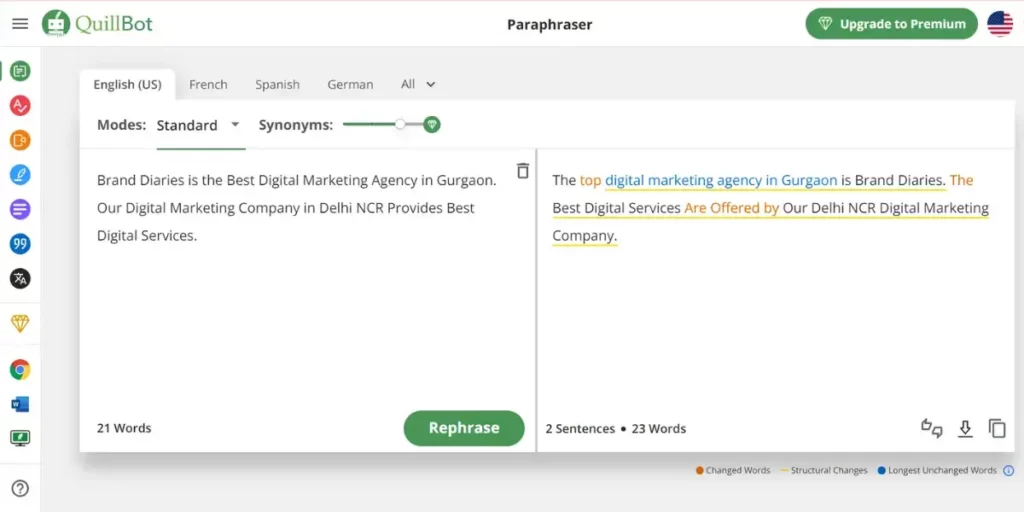 quillbot content rewriter tool